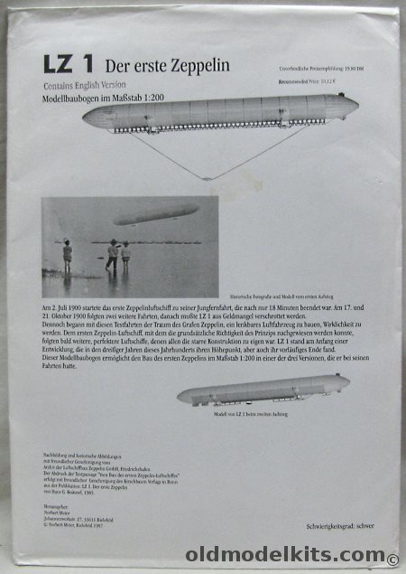 Norbert Meier 1/200 LZ1 The First Zeppelin plastic model kit